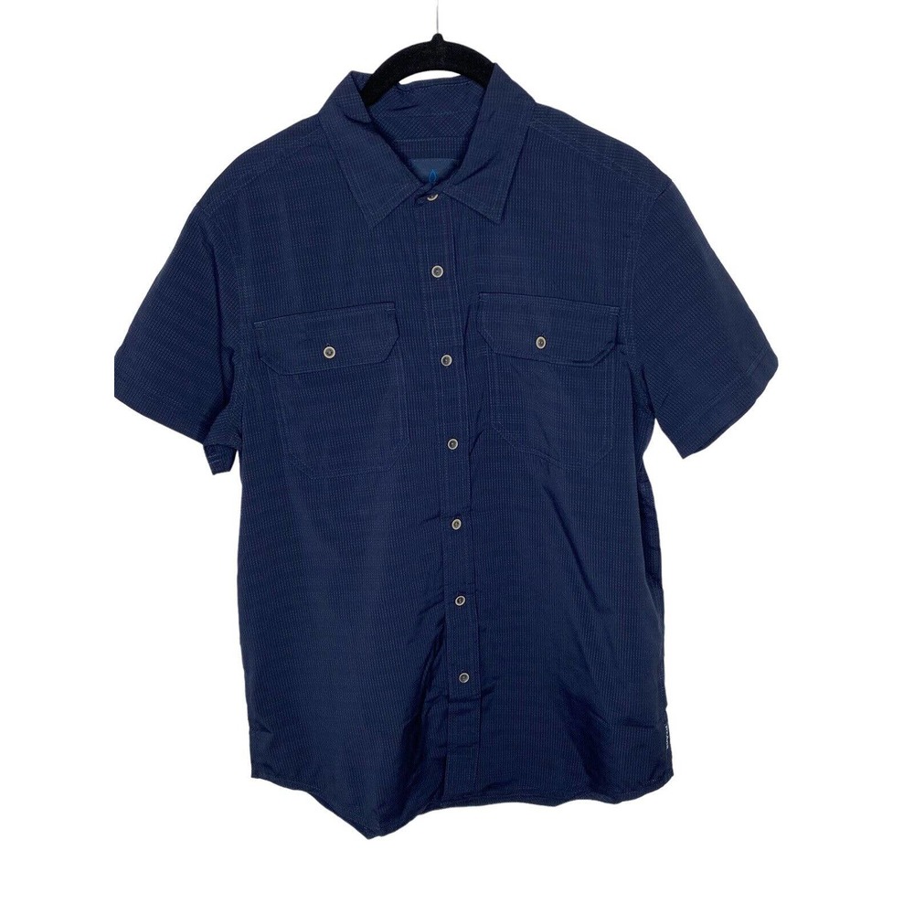 NWT Prana Mens Cayman Shirt Size XS Chest‎ Pockets Short Sleeve Nautical Blue